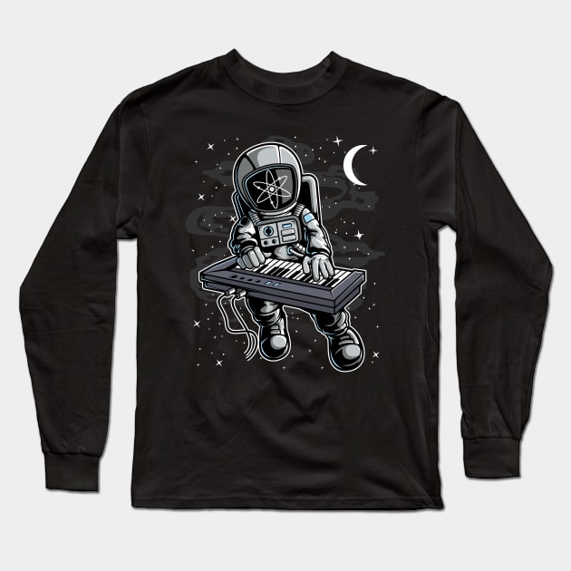 Astronaut Organ Cosmos ATOM Coin To The Moon Crypto Token Cryptocurrency Blockchain Wallet Birthday Gift For Men Women Kids Long Sleeve T-Shirt by Thingking About